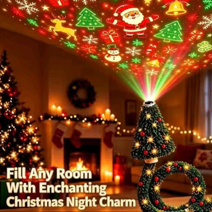 Christmas Tree Projector Light – 6 Festive Scenes, USB Powered